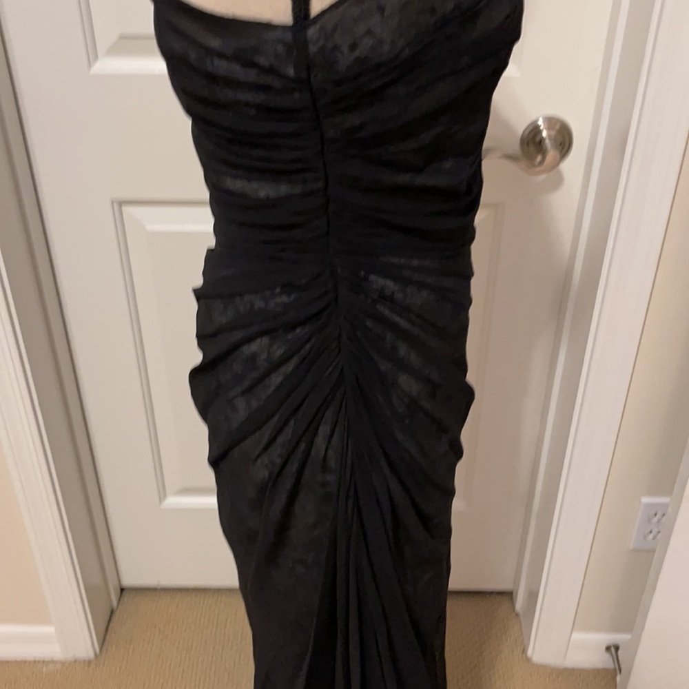Aidan Mattox One-Shoulder Mesh Overlay Gown - Picture 5 of 9